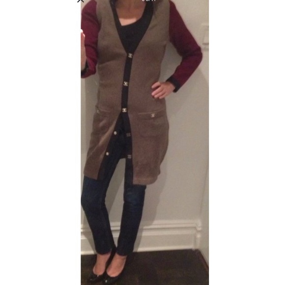 Authentic CHANEL “CC” Logo Sweater Coat Jacket 34 - Picture 9 of 10